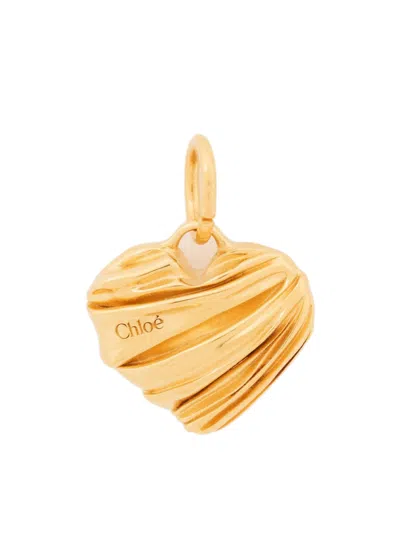 Chloé Engraved Logo Brass Accessory In Gold