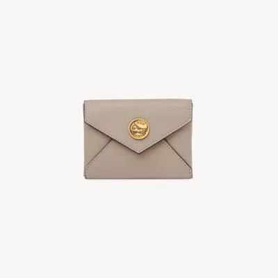 Chloé Envelope Card Holder In Grained Leather In Gray