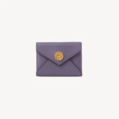 Chloé Envelope Card Holder In Grained Leather In Purple
