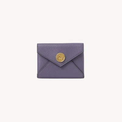 Chloé Envelope Card Holder In Grained Leather Purple Size Onesize 100% Goatskin