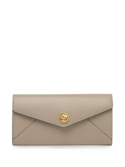 Chloé Envelope Logo-plaque Envelope Wallet In Brown