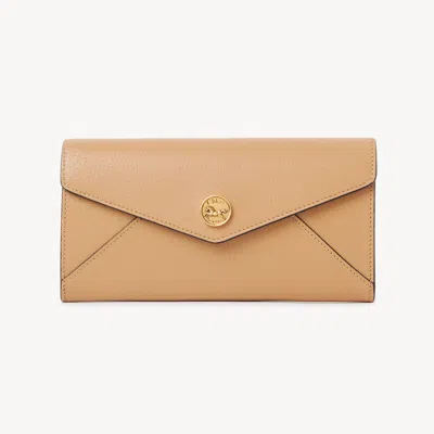 Chloé Envelope Long Wallet With Flap In Grained Leather In Brown