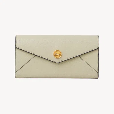 Chloé Envelope Long Wallet With Flap In Grained Leather In Green