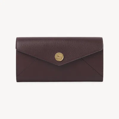Chloé Envelope Long Wallet With Flap In Grained Leather Red Size Onesize 100% Goatskin