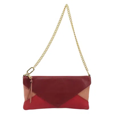 Pre-owned Chloé Chloe Envelope Wallet On Chain Leather Red Leather Shoulder Bag Bag ()