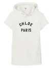 Chloé Logo-embroidered Dress In Dirty White