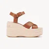 Chloé Open Toe Platform Sole Strappy Espadrilles In Neutral