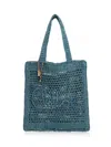 Chloé Cerulean Blue Raffia Estate Banana Shopping Bag