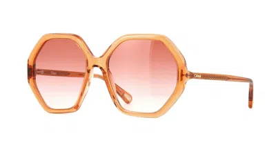 Pre-owned Chloé Esther Ch0008s Orange/orange Shaded (001) Sunglasses