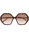 Chloé Esther Hexagonal-frame Sunglasses In Brown