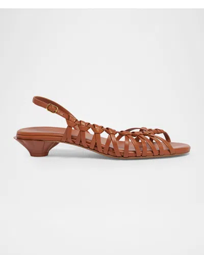 Chloé Estra Asymmetric Knotted Leather Sandals In Brown