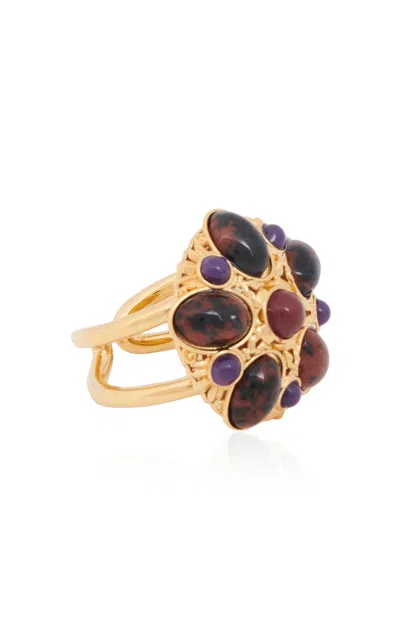 Chloé Eternity Brass; Brown Obsidian And Resin Ring In Gold