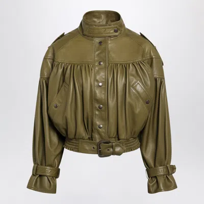 Chloé Eucalyptus Cropped Jacket With Leather Belt In Green