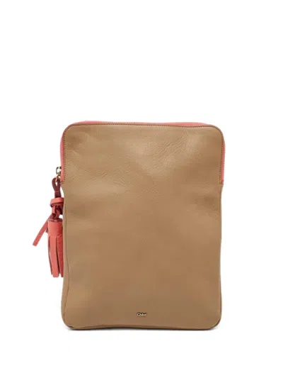 Pre-owned Chloé Eva Ipad Case In Neutral
