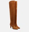 Chloé Eve 85 Embellished Suede Over-the-knee Boots In Brown