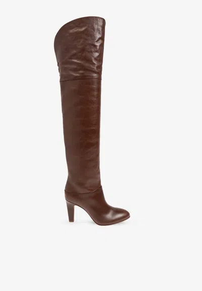 Chloé Eve 85 Over-the-knee Leather Boots In Brown