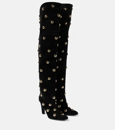 CHLOÉ CHLOÉ EVE 85 EMBELLISHED SUEDE OVER-THE-KNEE BOOTS