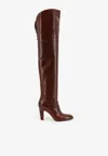 Chloé 85mm Eve Leather Over-the-knee Boots In Brown