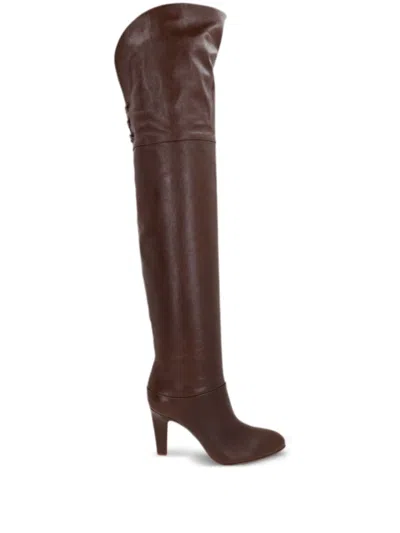 Chloé 85mm Eve Leather Over-the-knee Boots In 25e Sooty Brown