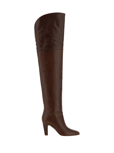 Chloé 85mm Eve Leather Over-the-knee Boots In 25e Sooty Brown