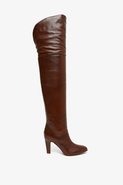 Chloé 85mm Eve Leather Over-the-knee Boots In 25e Sooty Brown