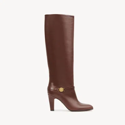 Chloé Eve Heeled Boot Brown Size 8 100% Lambskin