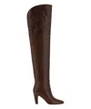 Chloé Eve Over The Knee Leather Boots In Brown