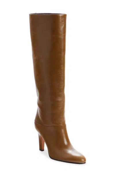 Chloé Eve Khaki Green Leather Boot In Brown