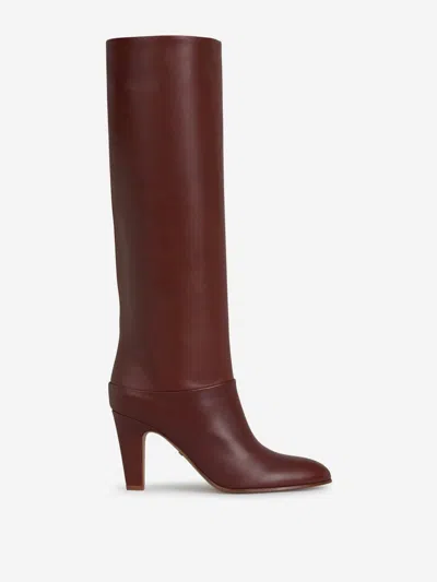 Chloé Eve 85 Calf Leather Knee-high Boots In Brown