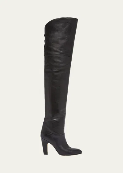 Chloé Eve Over-the-knee Leather Boots In 001 Black