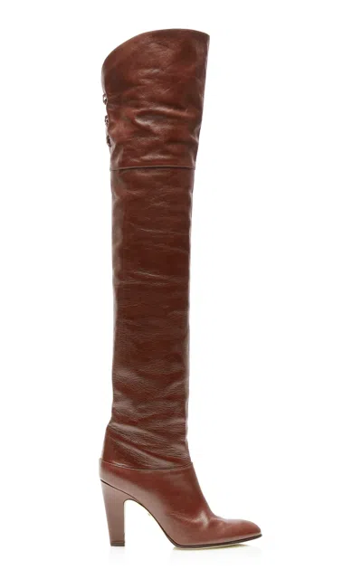 Chloé 85mm Eve Leather Over-the-knee Boots In 25e Sooty Brown
