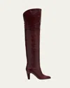 Chloé Eve Over The Knee Leather Boots In Burnt Purple