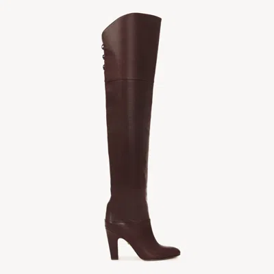 Chloé 85mm Eve Leather Over-the-knee Boots In 25e Sooty Brown