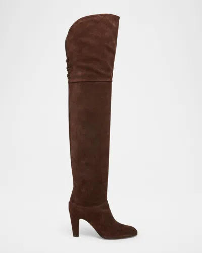 Chloé Eve Suede Over-the-knee Boots In Brown