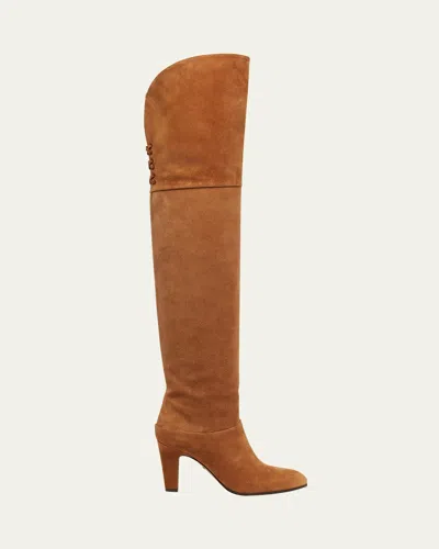 Chloé Eve Suede Over-the-knee Boots In Brown