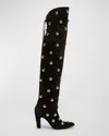 Chloé Eve Studded Leather Over-the-knee Boots In Black