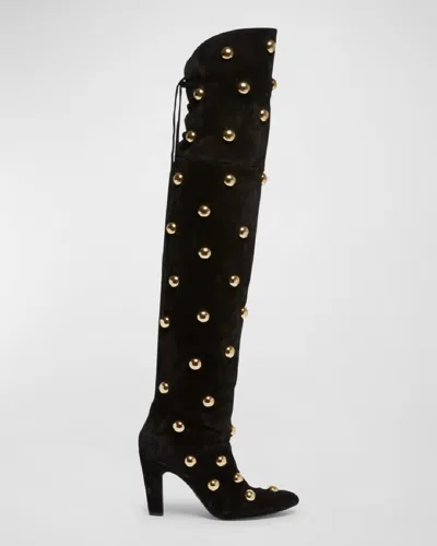 Chloé Eve Studded Leather Over-the-knee Boots In Black