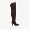 Chloé Eve Thigh High Boot Brown Size 6 100% Lambskin In Brown
