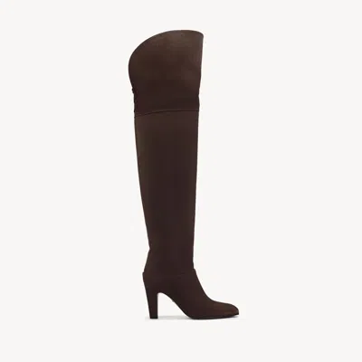 Chloé Eve Thigh High Boot Brown Size 6 100% Lambskin