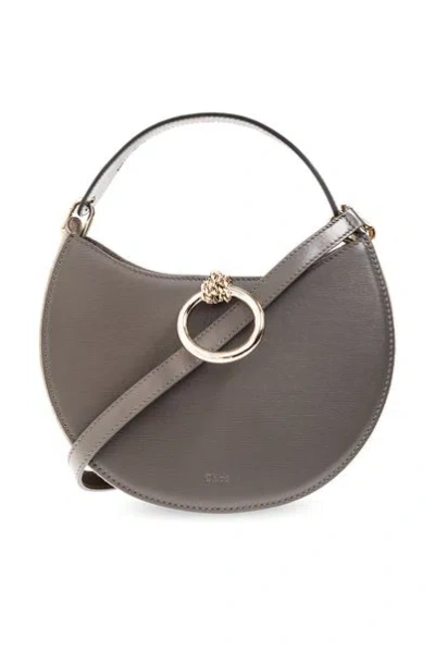 Chloé Exquisite Raffia And Leather Shoulder Handbag For Women In Gray