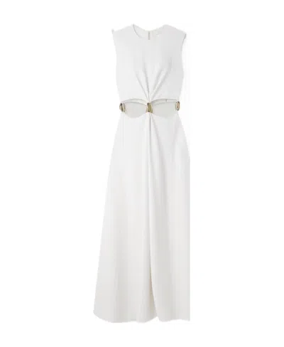 Chloé Extra Long Dress With Embellished Cut And Cut In White