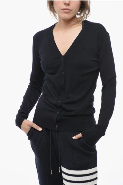 Chloé Extrafine Wool Cardigan With V Neck In Black