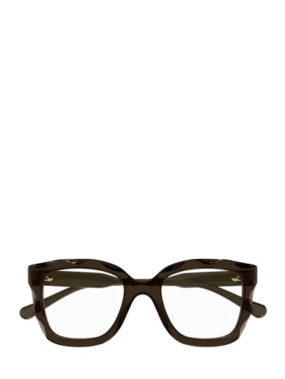 Chloé Eyewear Rectangular Frame Glasses In Brown