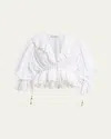 Chloé Eyelet Cotton Ruffle Crop Peasant Blouse In White