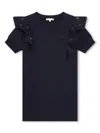 Chloé Girls Navy Blue Cotton Eyelet Dress In Black