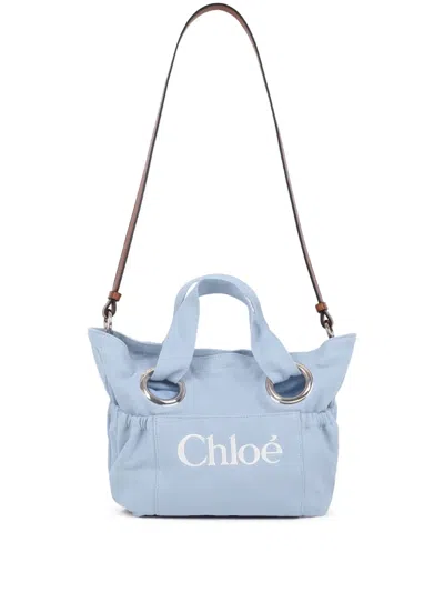 Chloé Kids' Eyelet-detail Tote Bag In Blue