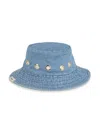 Chloé Eyelet-embellished Denim Bucket Hat In Blue