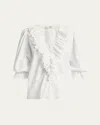 Chloé Eyelet-embroidered Ruffle Cotton Voile Blouse In White