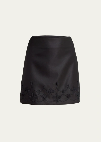 Chloé Eyelet Gabardine Mini Skirt In Black