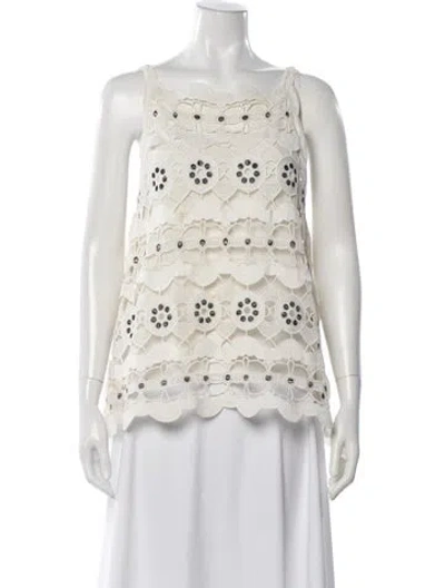 Pre-owned Chloé Eyelet Lace Pattern Top In Neutral